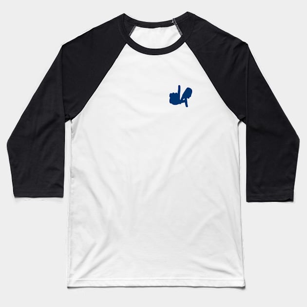 Small LA Hands Silhouette, Blue Baseball T-Shirt by Niemand